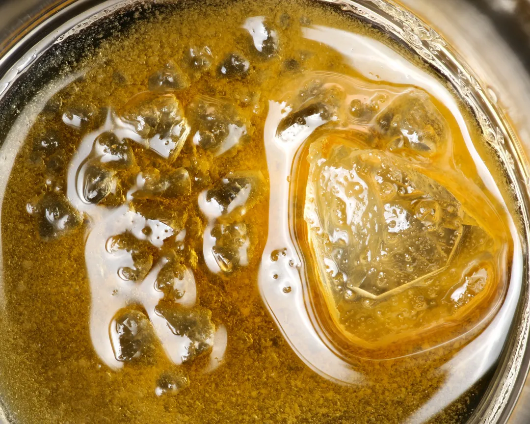 Yellowish Cannabis Concentrate Diamonds and Sauce - Dogwalker Live Resin