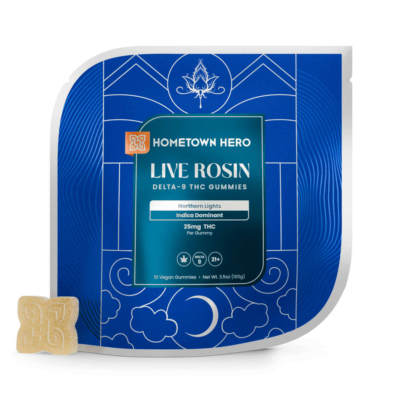 Pack of Northern Lights Indica Live Rosin Gummies with Delta-9 THC