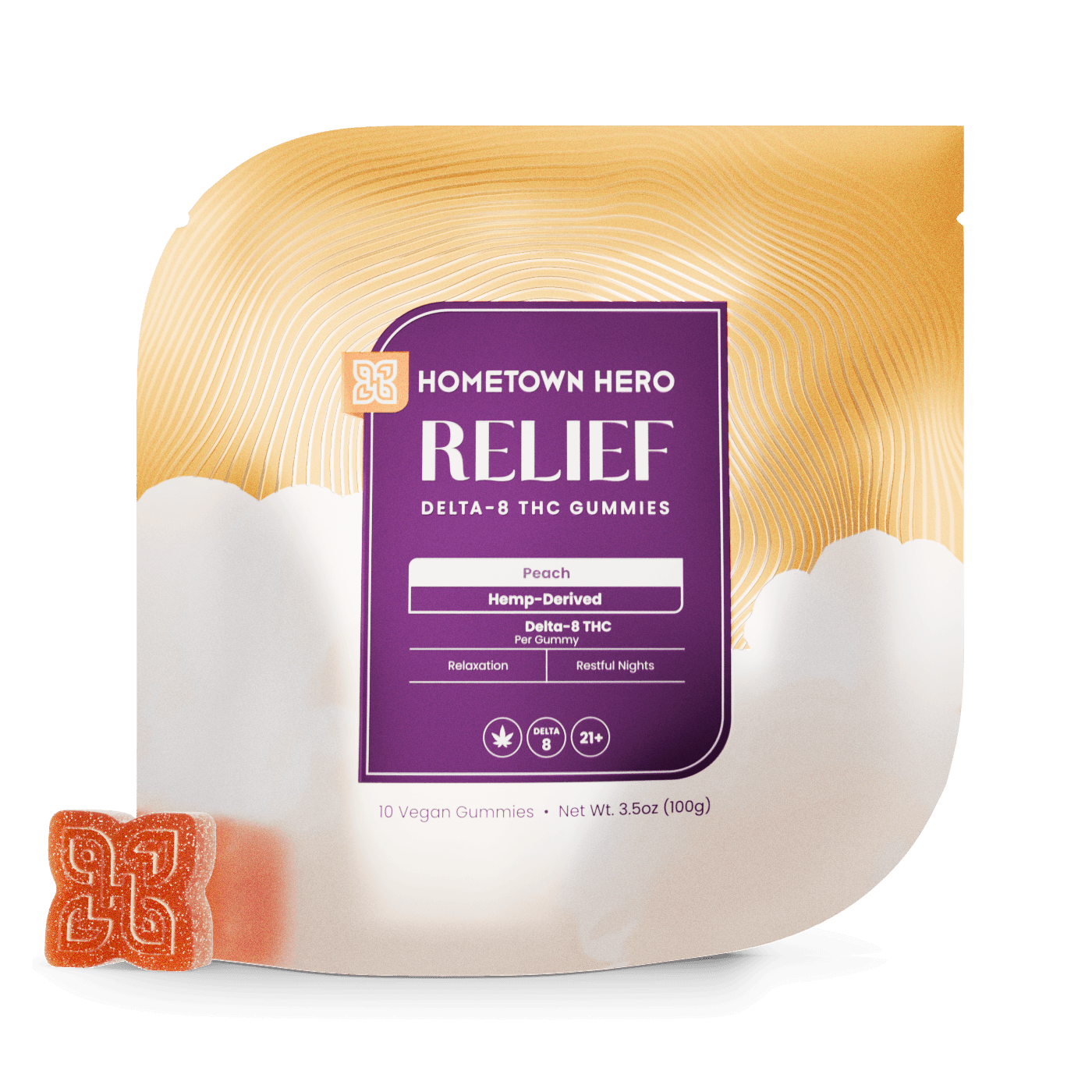 Peach Delta-8 THC Gummies 25mg Bag